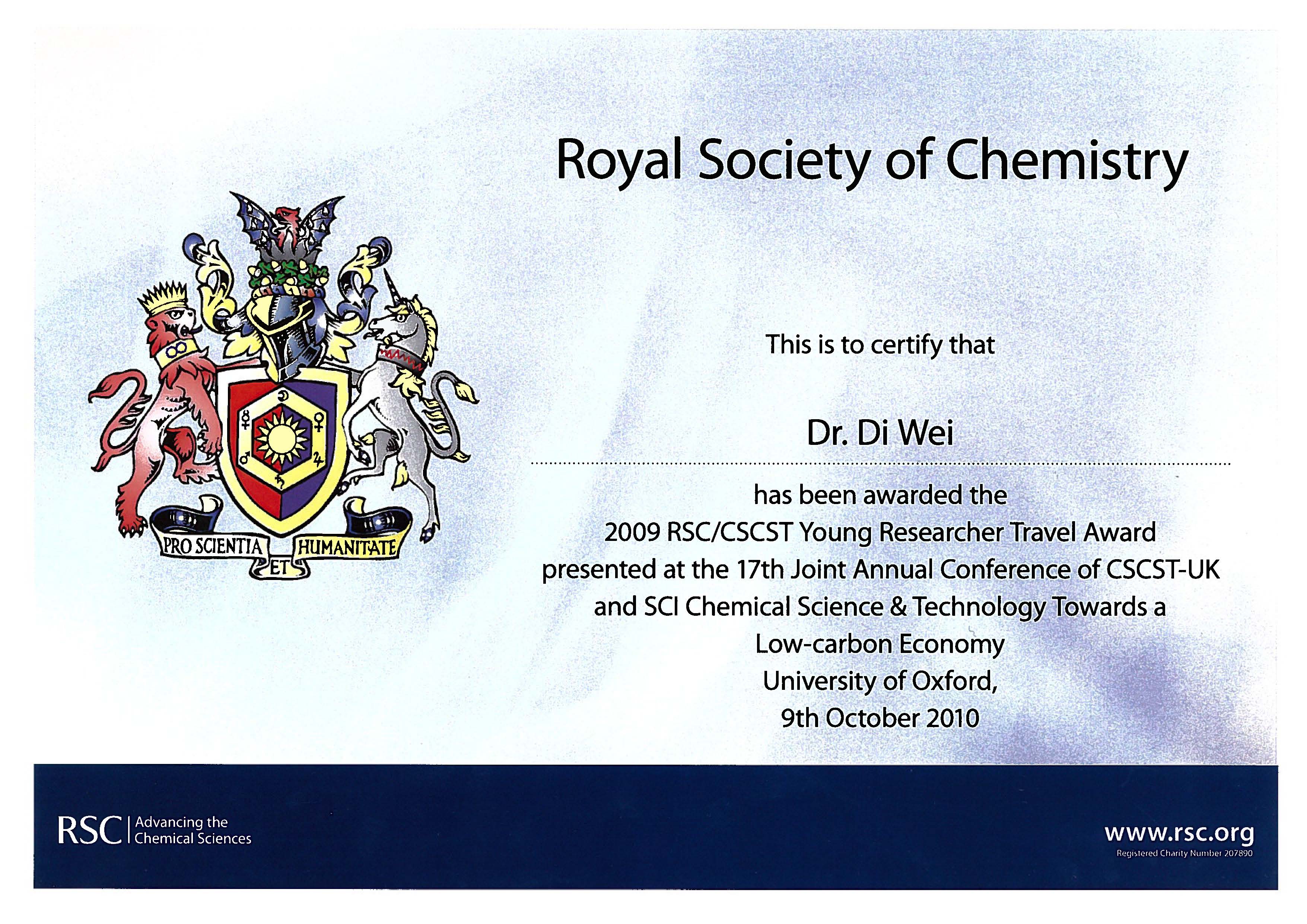 英国皇家化学会青年学者奖